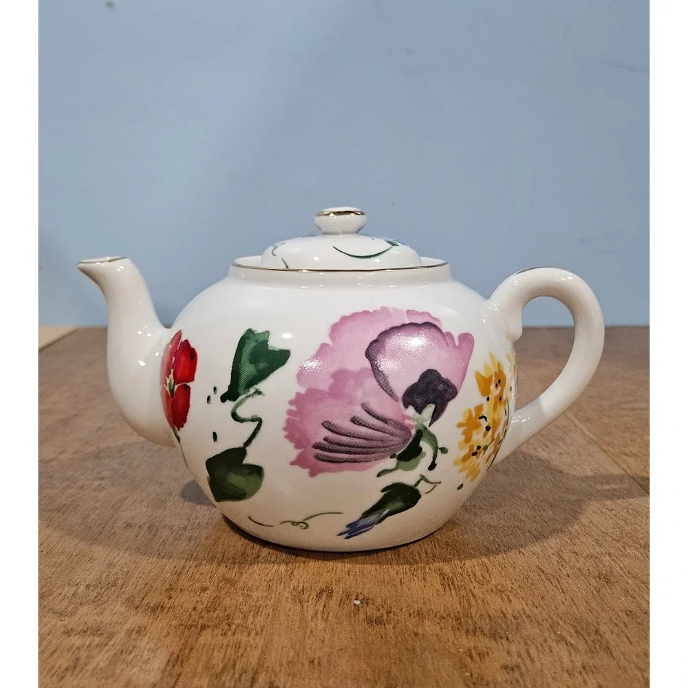 Vintage Takahashi San Francisco Felice Teapot Floral Gold Trim Porcelain Japan